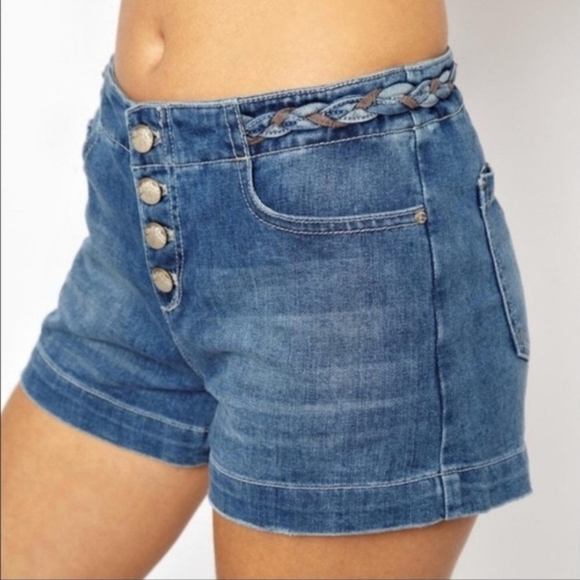 Free People Button Front Jeans Shorts - Picture 1 of 6